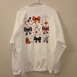 Gildan White Nurse Ghost Graphic Sweatshirt Personalized “Nancy” Sz Extra Large